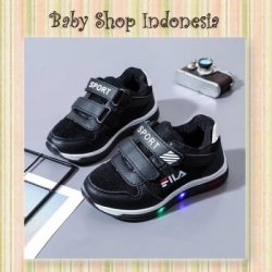 S947 Sepatu LED Anak Eila HItam  large